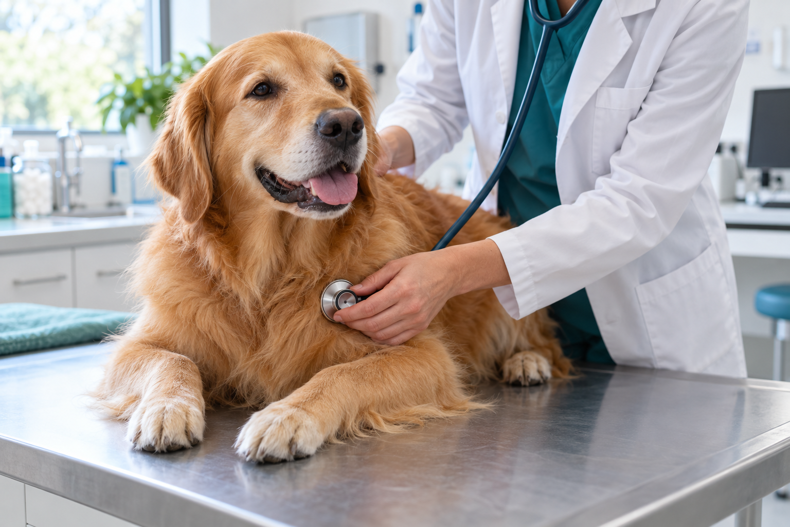 Un chien pendant un examen vétérinaire