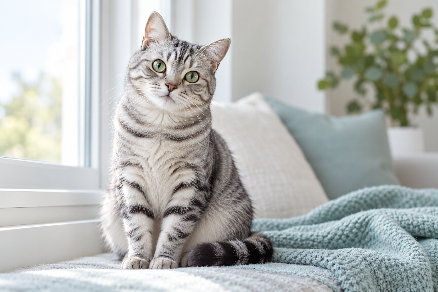 Un chat près d’une fenêtre