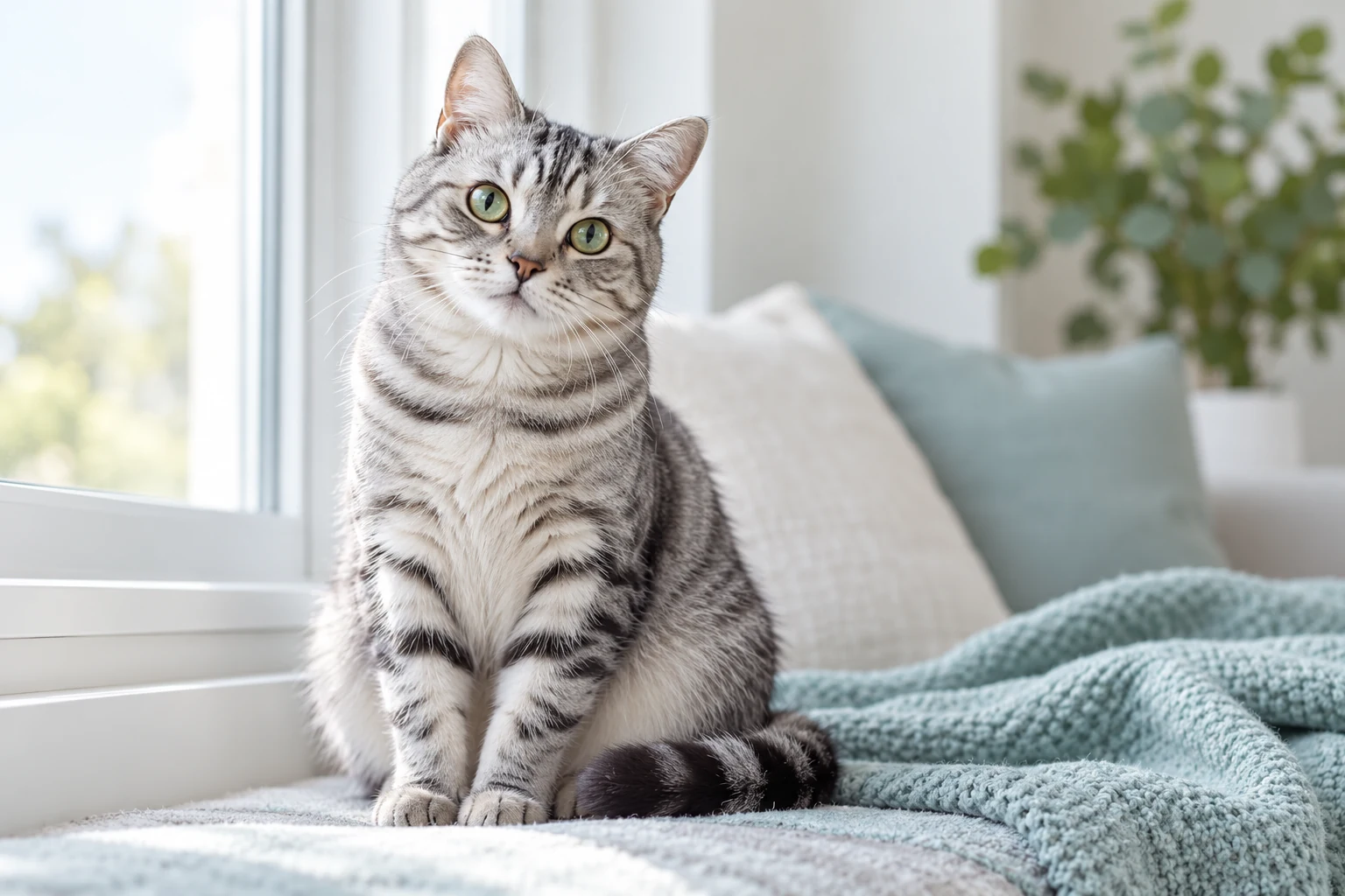 Un chat près d’une fenêtre