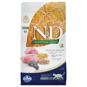 Farmina N&D Ancestral Grain Adult agneau, myrtilles pour chat — pour chats (visuel indicatif du produit)
