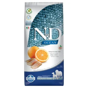 Farmina N&D sans céréales Ocean hareng & orange Adult Medium & Maxi pour chien — pour chiens (visuel indicatif du produit)