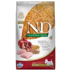 Farmina N&D Low Grain Mini poulet et grenade — pour chiens (visuel indicatif du produit)