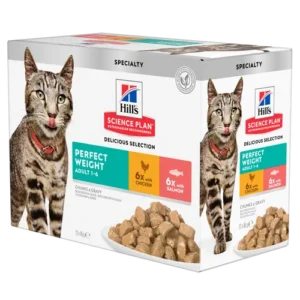 Hill’s Science Plan Adult Perfect Weight Multipack Chicken Salmon Pouch — pour chats (visuel indicatif du produit)