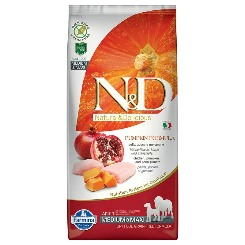 Farmina N&D Medium/Maxi poulet, potiron, grenade pour chien — pour chiens (visuel indicatif du produit)