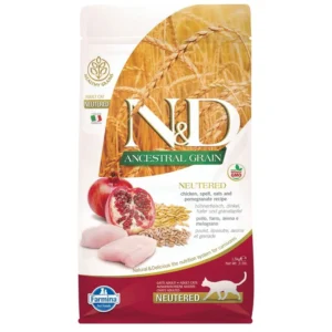 Farmina N&D Ancestral Grain stérilisé poulet, grenade pour chat — pour chats (visuel indicatif du produit)