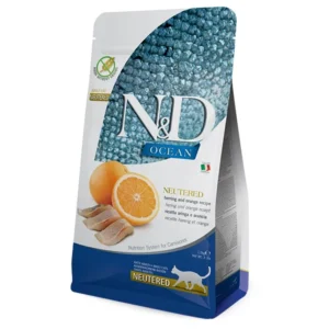 Farmina N&D Ocean Cat Sterilised hareng & orange Adult pour chat — pour chats (visuel indicatif du produit)