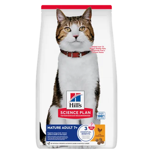 Hill’s Science Plan Mature Adult 7 Chicken Dry — pour chats (visuel indicatif du produit)