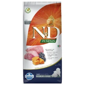 Farmina N&D Medium & Maxi, potiron, agneau et myrtille pour chiot — pour chiens (visuel indicatif du produit)