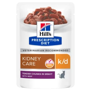 Hill’s Prescription Diet k/d Beef Kidney Care Pouch — pour chats (visuel indicatif du produit)