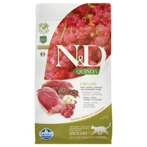 Farmina N&D quinoa Urinary Adult canard, quinoa, canneberge et camomille — pour chats (visuel indicatif du produit)