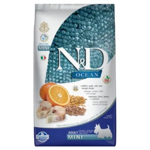 Farmina N&D Ocean céréales saines cabillaud & orange Adult Mini pour chien — pour chiens (visuel indicatif du produit)